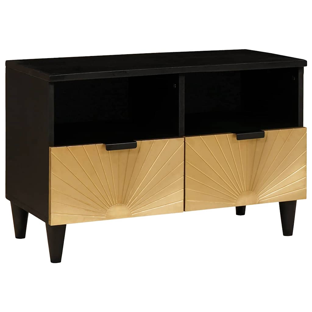 TV Cabinet Black and Gold 70 x 33 x 46 cm Solid mango wood