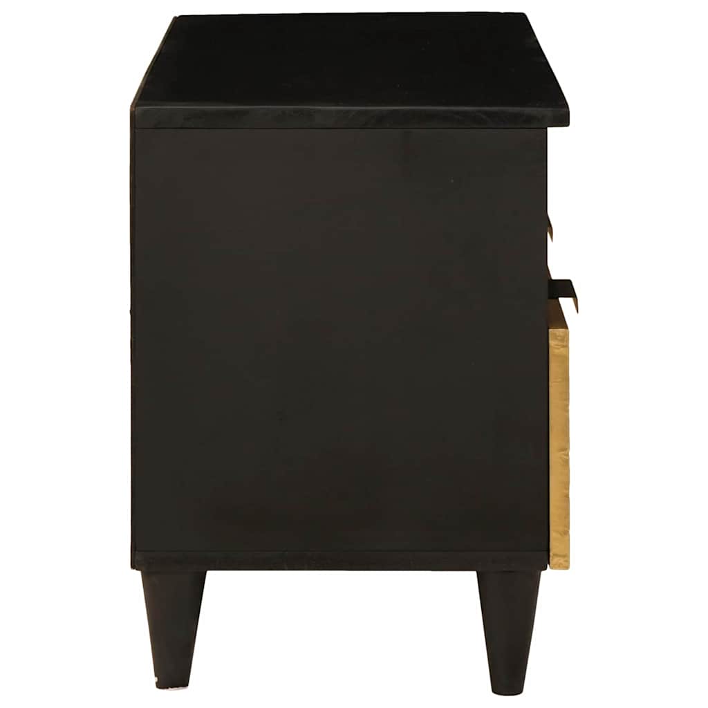 TV Cabinet Black and Gold 70 x 33 x 46 cm Solid mango wood