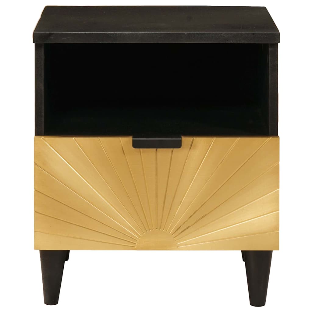 Bedside Table Black and Gold 40 x 33 x 46 cm Solid mango wood
