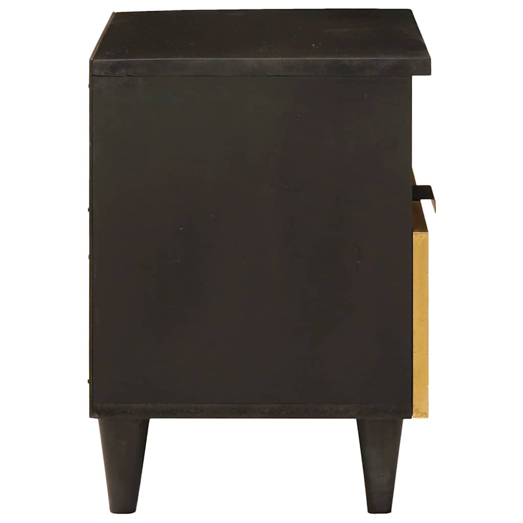 Bedside Table Black and Gold 40 x 33 x 46 cm Solid mango wood