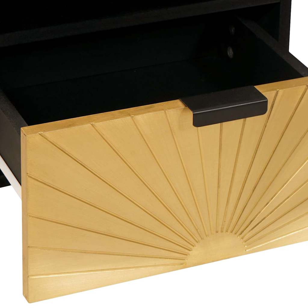 Bedside Table with Drawer 2 pcs Black and Gold 40 x 33 x 46 cm