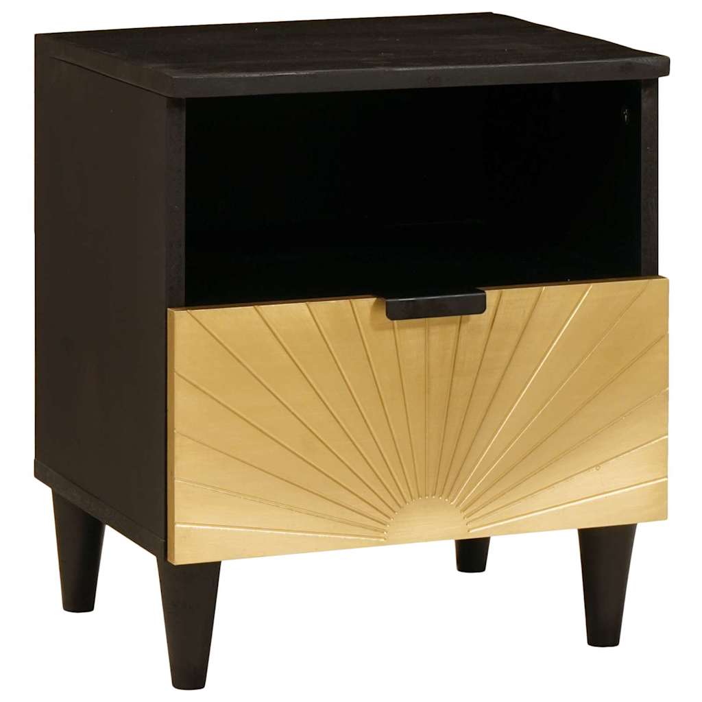 Bedside Table with Drawer 2 pcs Black and Gold 40 x 33 x 46 cm