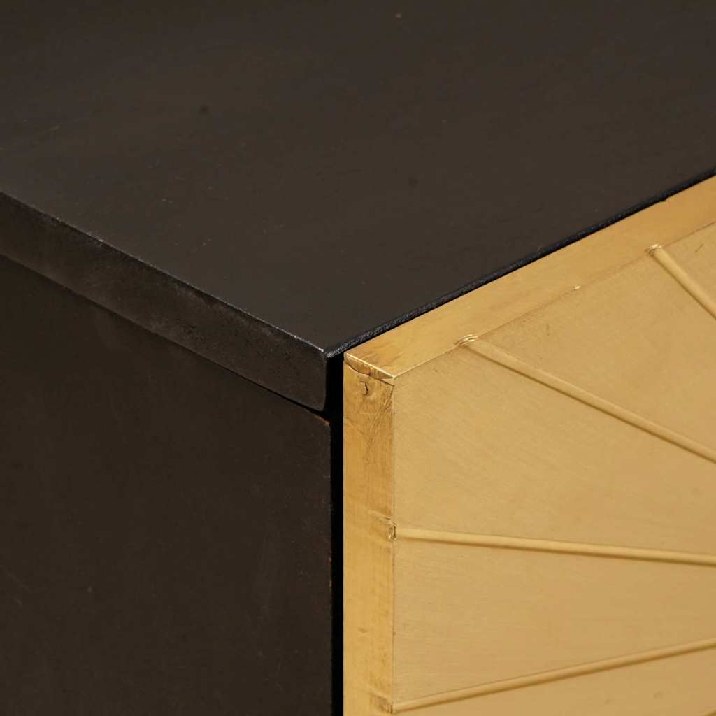 Bedside Table Black and Gold 50 x 33 x 60 cm Solid mango wood