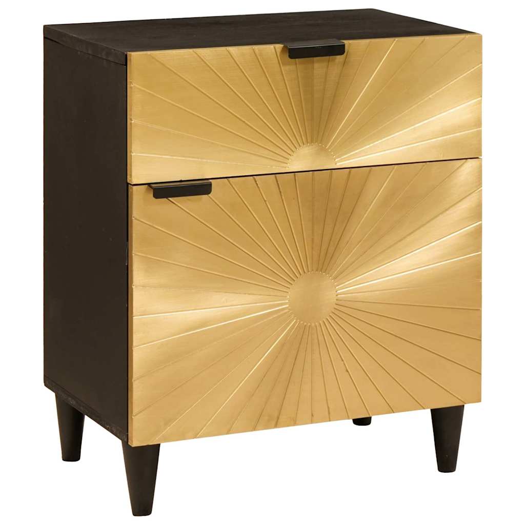 Bedside Table Black and Gold 50 x 33 x 60 cm Solid mango wood