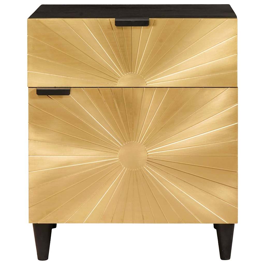 Bedside Table Black and Gold 50 x 33 x 60 cm Solid mango wood