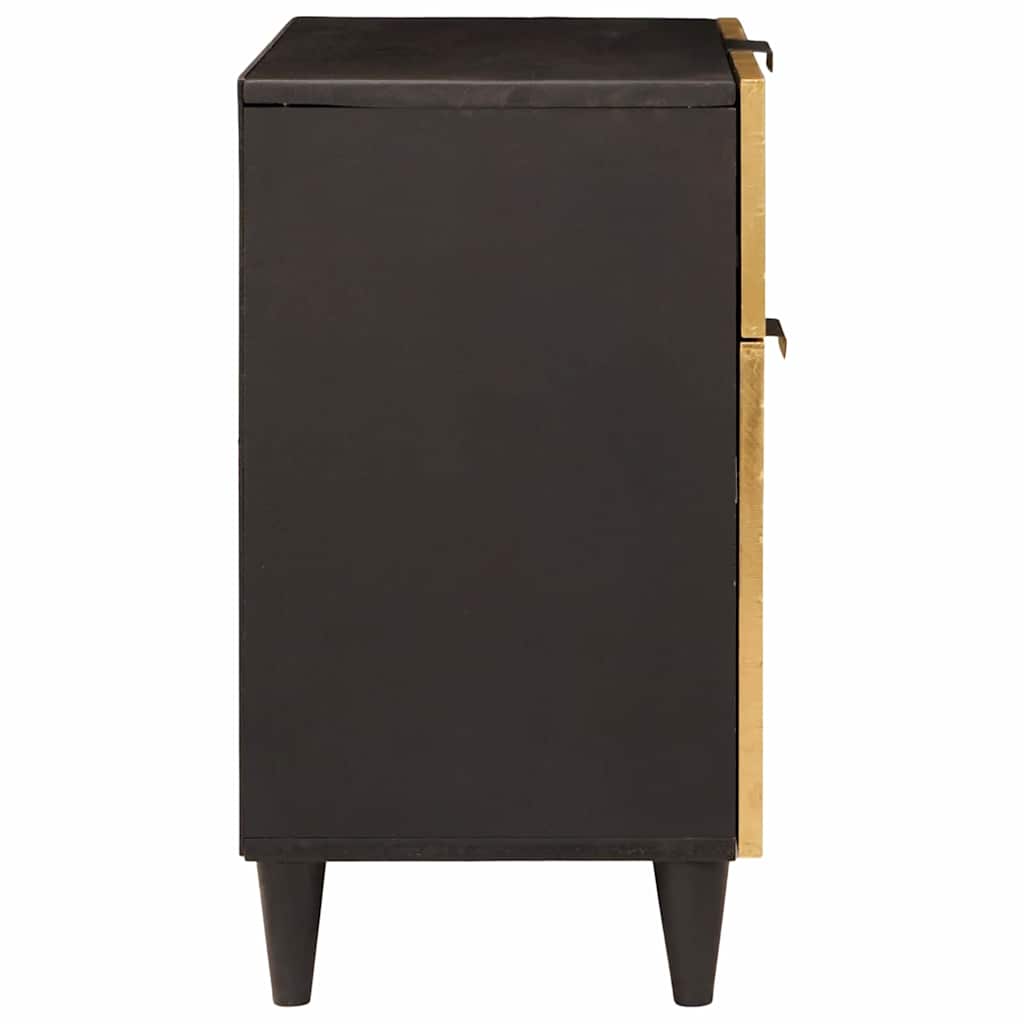 Bedside Table Black and Gold 50 x 33 x 60 cm Solid mango wood