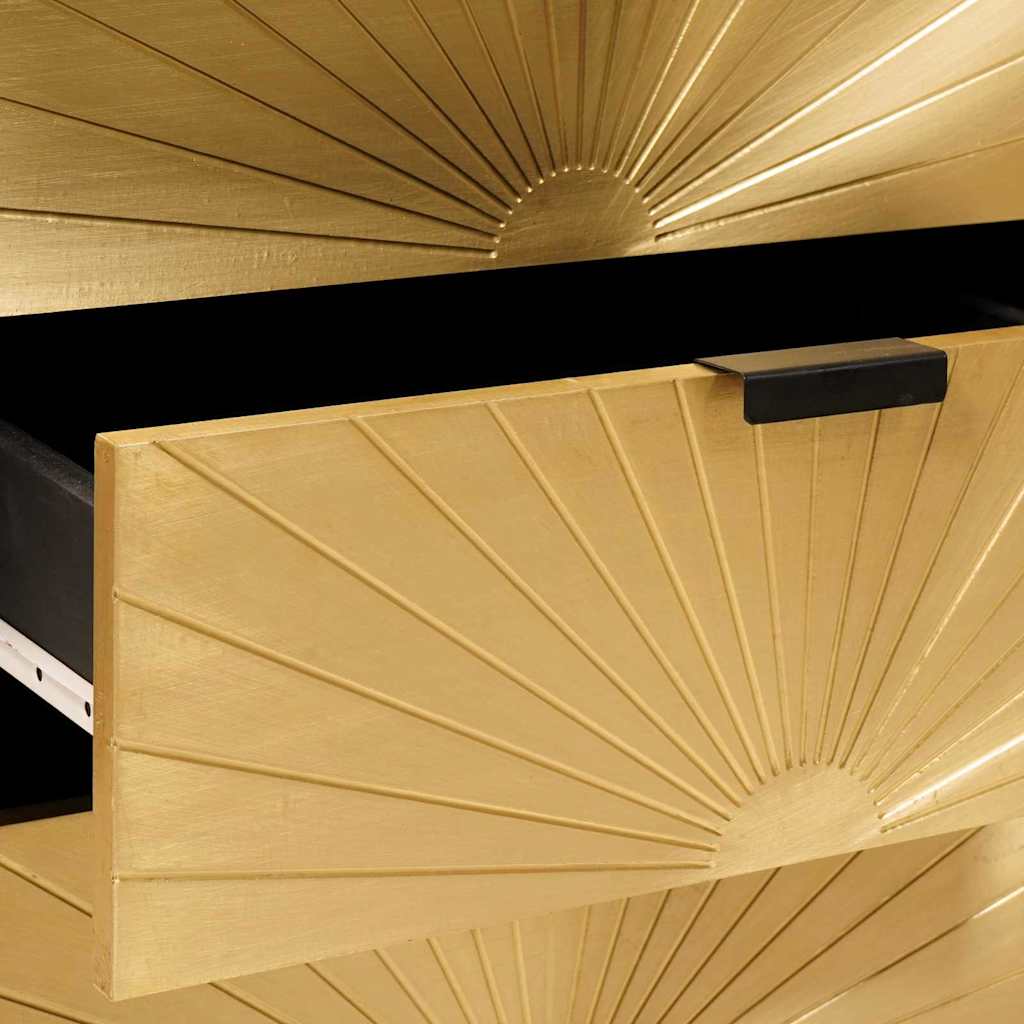 Bedside Table with Drawer Black and Gold 50 x 33 x 60 cm