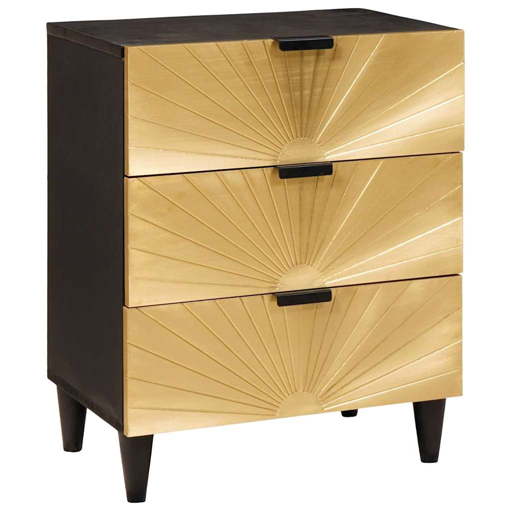 Bedside Table with Drawer Black and Gold 50 x 33 x 60 cm