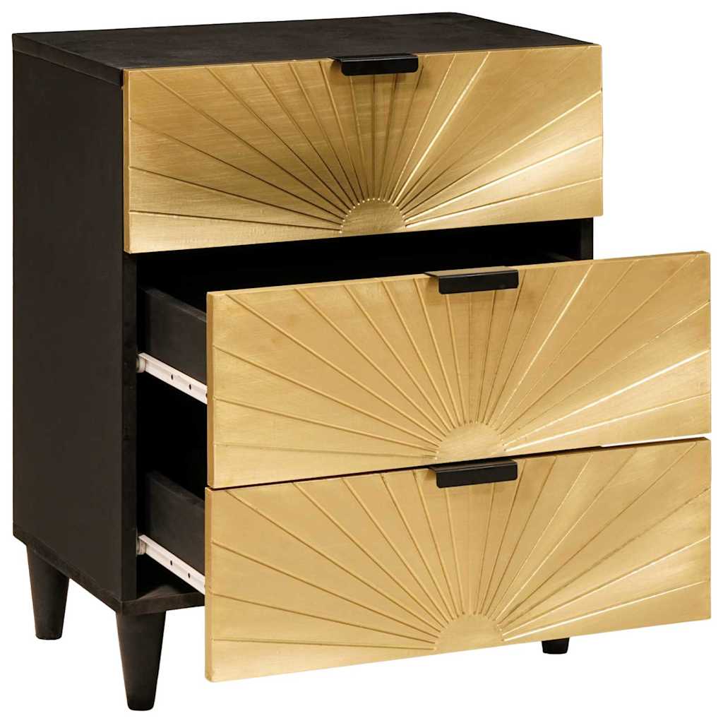 Bedside Table with Drawer Black and Gold 50 x 33 x 60 cm