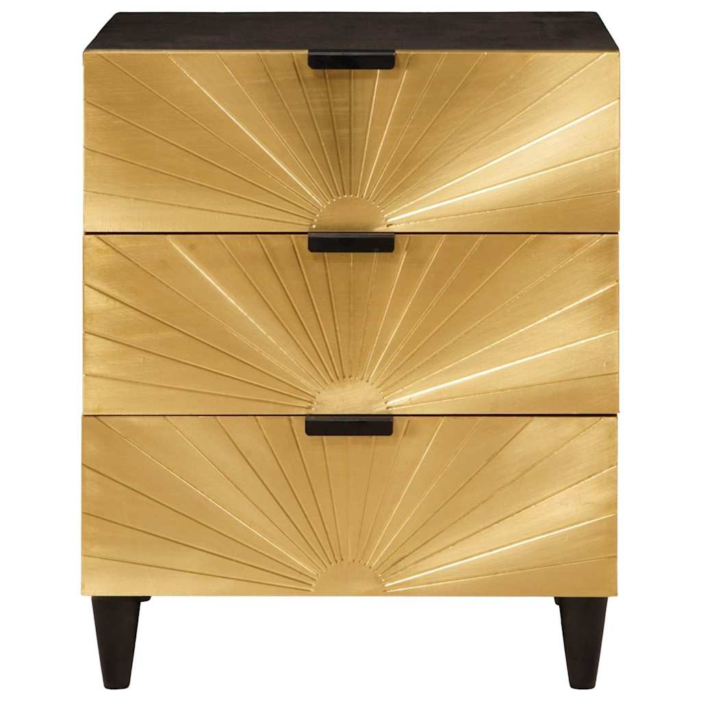 Bedside Table with Drawer Black and Gold 50 x 33 x 60 cm