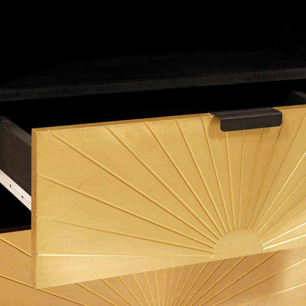 Bedside Table Black and Gold 50 x 33 x 60 cm Solid mango wood
