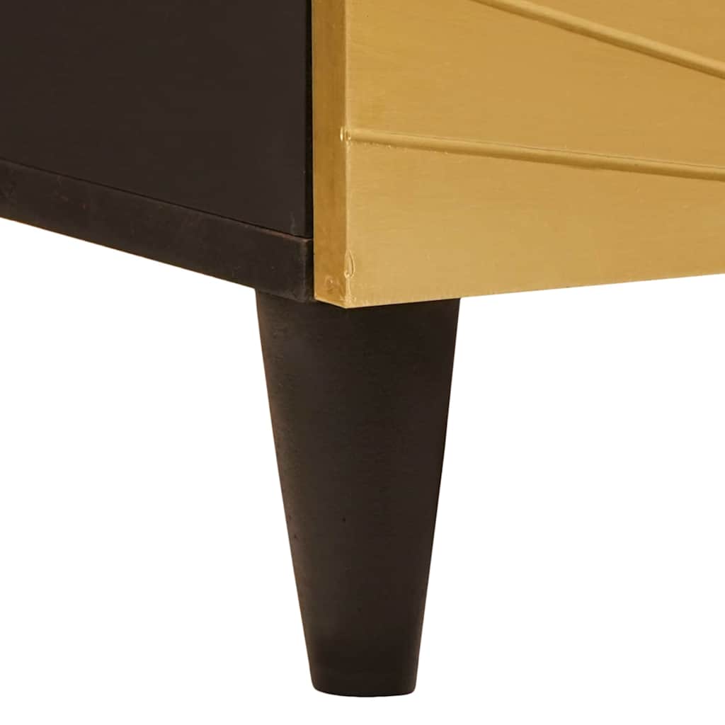 Bedside Table Black and Gold 50 x 33 x 60 cm Solid mango wood