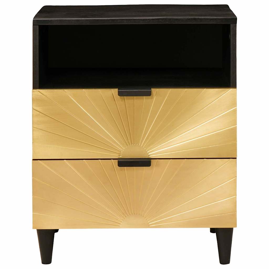 Bedside Table Black and Gold 50 x 33 x 60 cm Solid mango wood