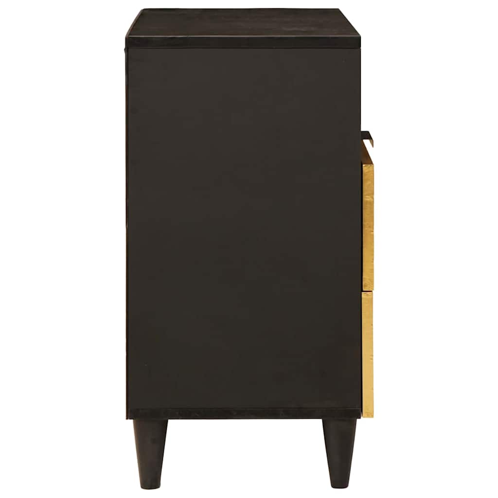 Bedside Table Black and Gold 50 x 33 x 60 cm Solid mango wood