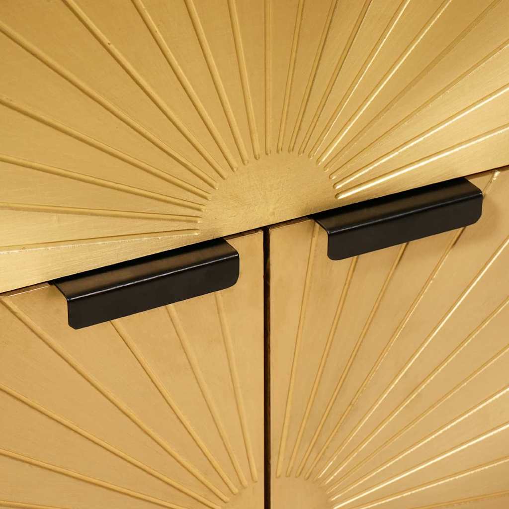 Bedside Table Black and Gold 50 x 33 x 60 cm Solid mango wood