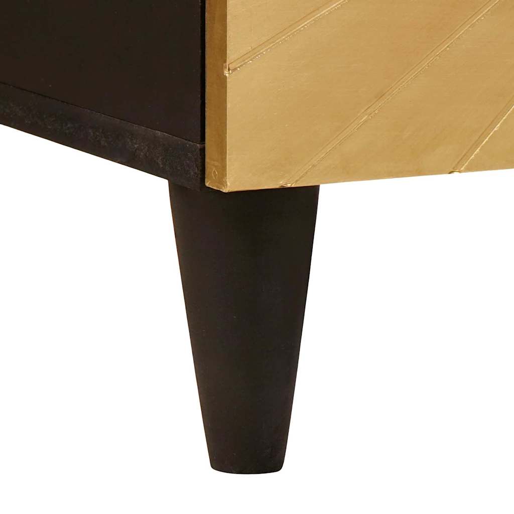 Bedside Table Black and Gold 50 x 33 x 60 cm Solid mango wood