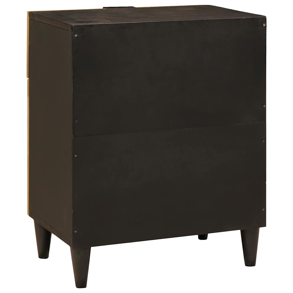 Bedside Table Black and Gold 50 x 33 x 60 cm Solid mango wood