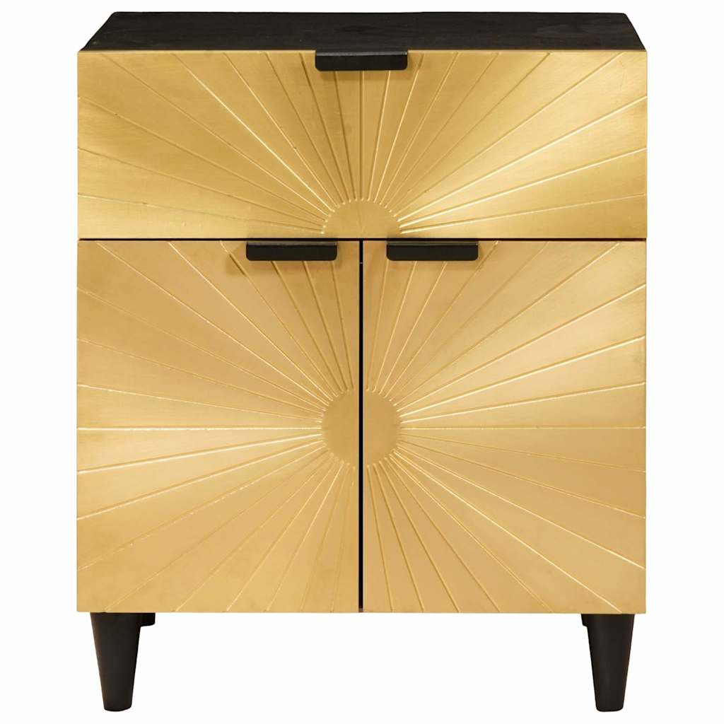Bedside Table Black and Gold 50 x 33 x 60 cm Solid mango wood