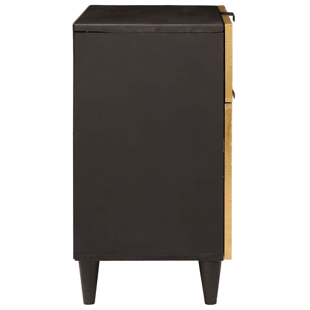 Bedside Table Black and Gold 50 x 33 x 60 cm Solid mango wood