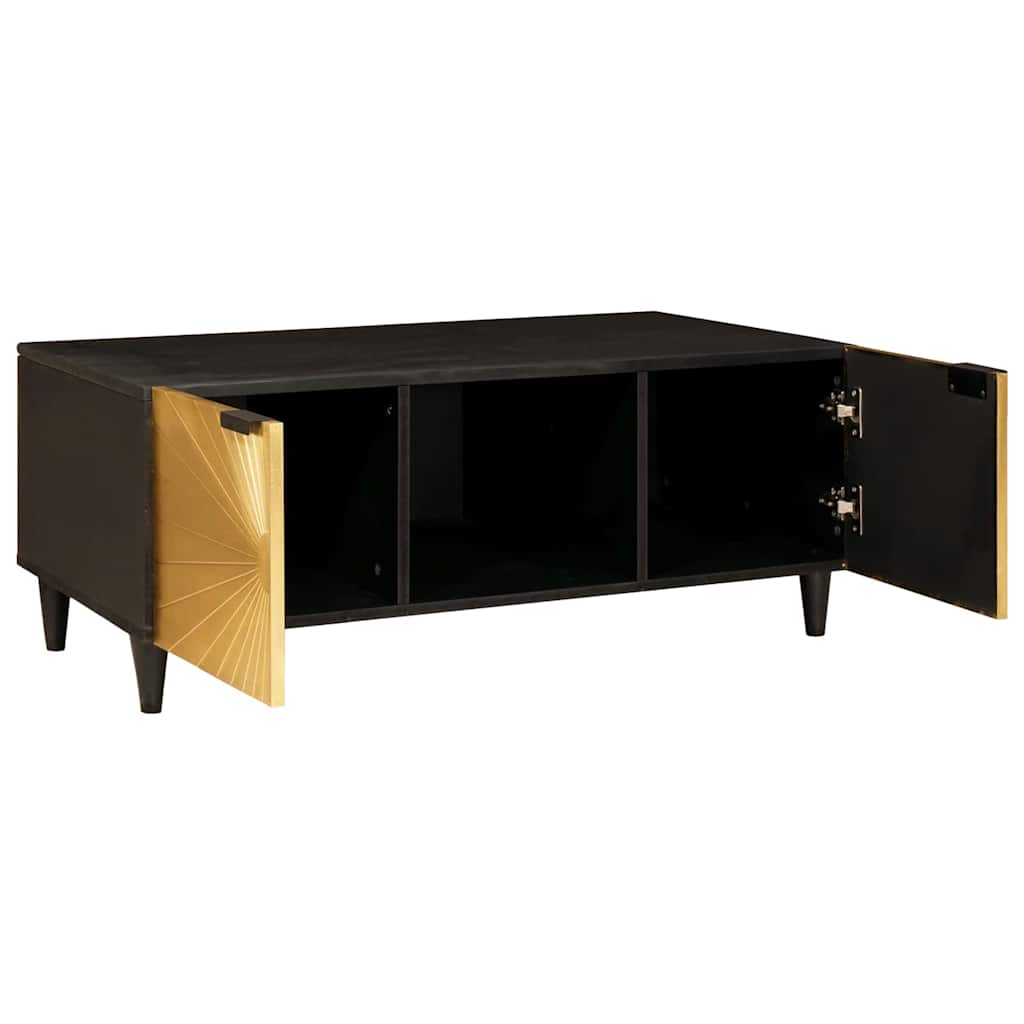 Coffee Table Black and Gold 100 x 54 x 40 cm Solid mango wood