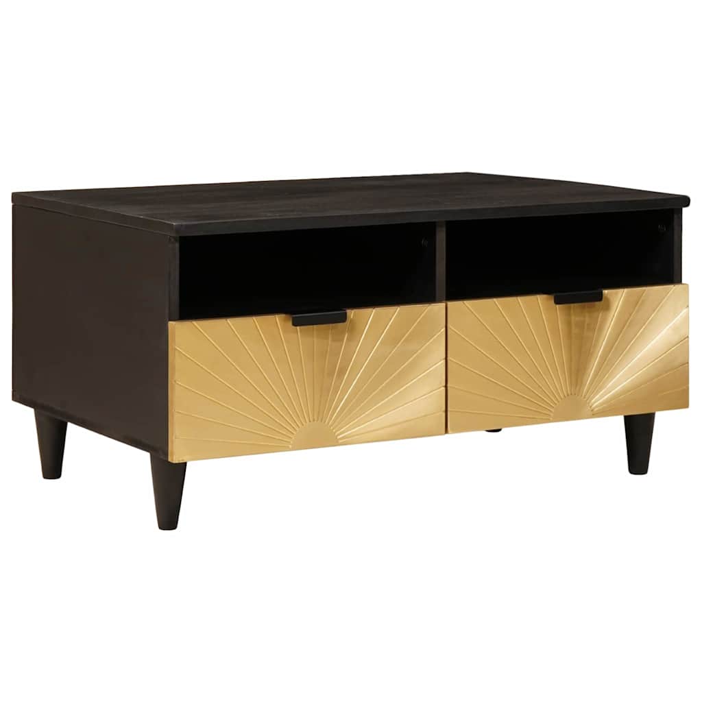 Coffee Table Black and Gold 80 x 54 x 40 cm Solid mango wood