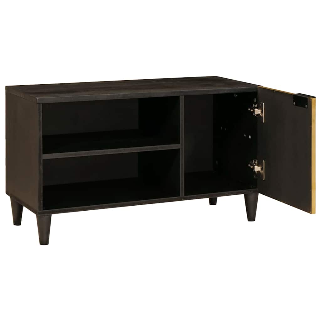 TV Cabinet Black and Gold 80 x 33 x 46 cm Solid mango wood