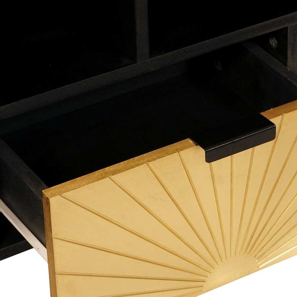 TV Cabinet Black and Gold 100 x 33 x 46 cm Solid mango wood