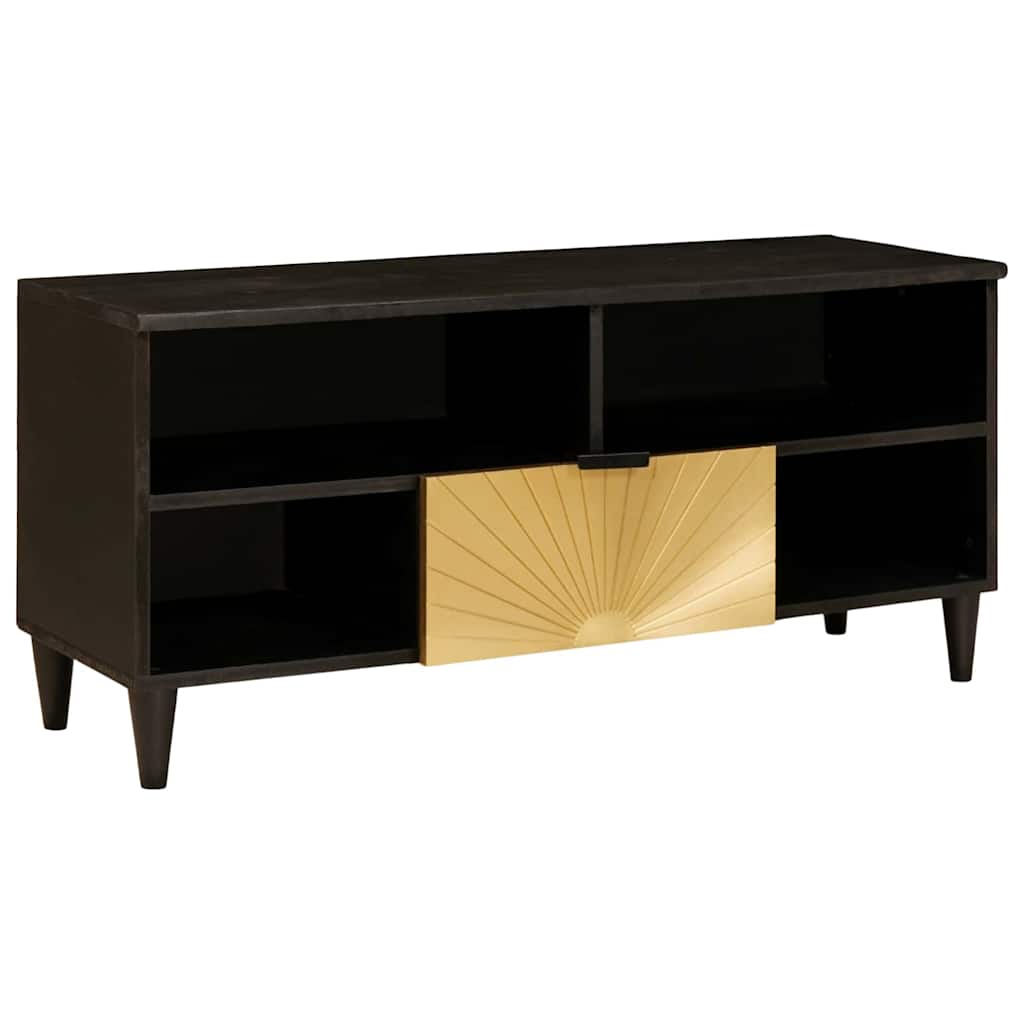 TV Cabinet Black and Gold 100 x 33 x 46 cm Solid mango wood
