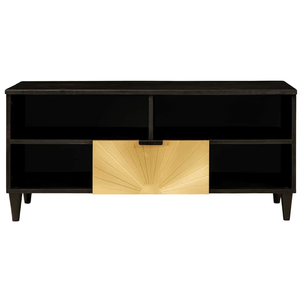 TV Cabinet Black and Gold 100 x 33 x 46 cm Solid mango wood