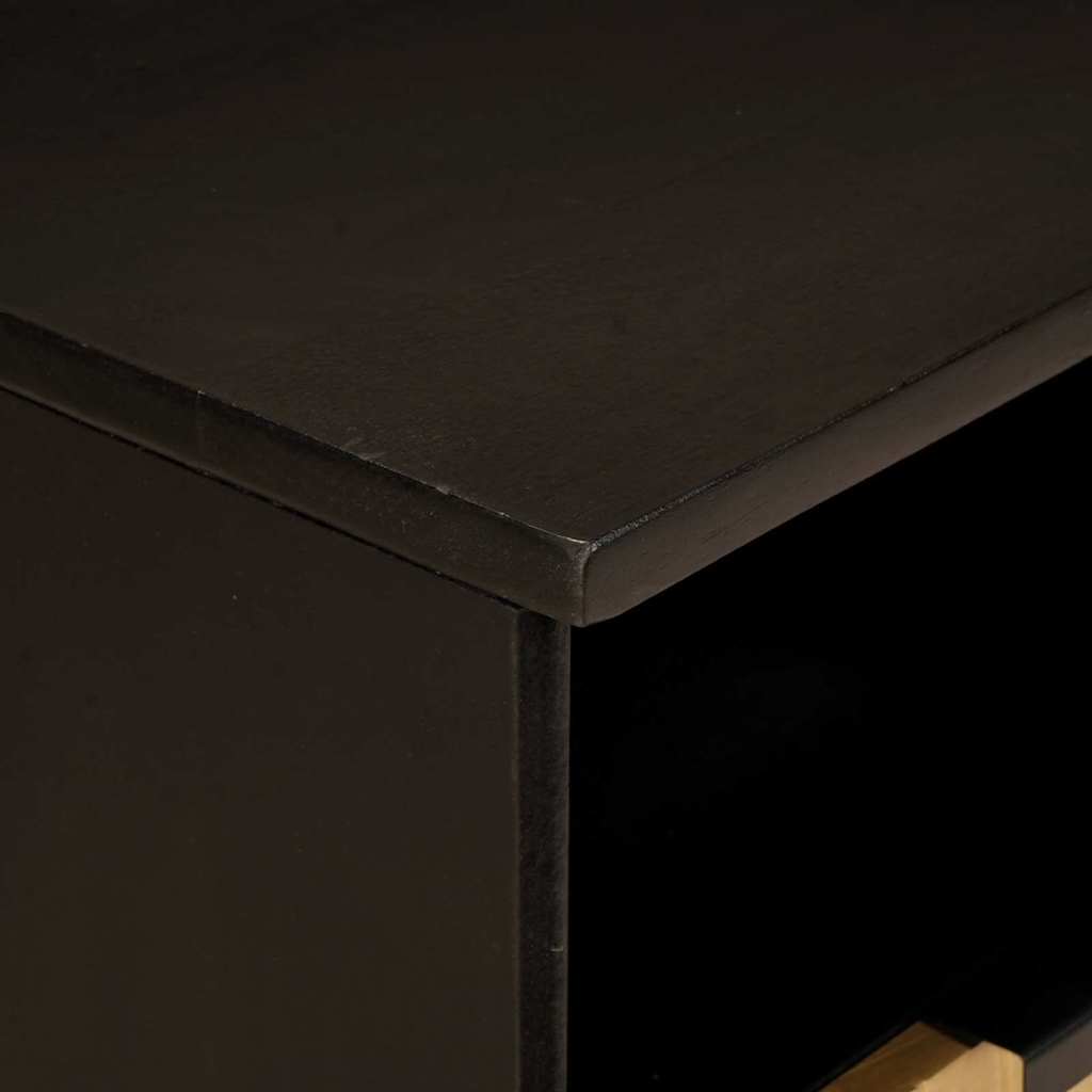 TV Cabinet Black and Gold 100 x 33 x 46 cm Solid mango wood