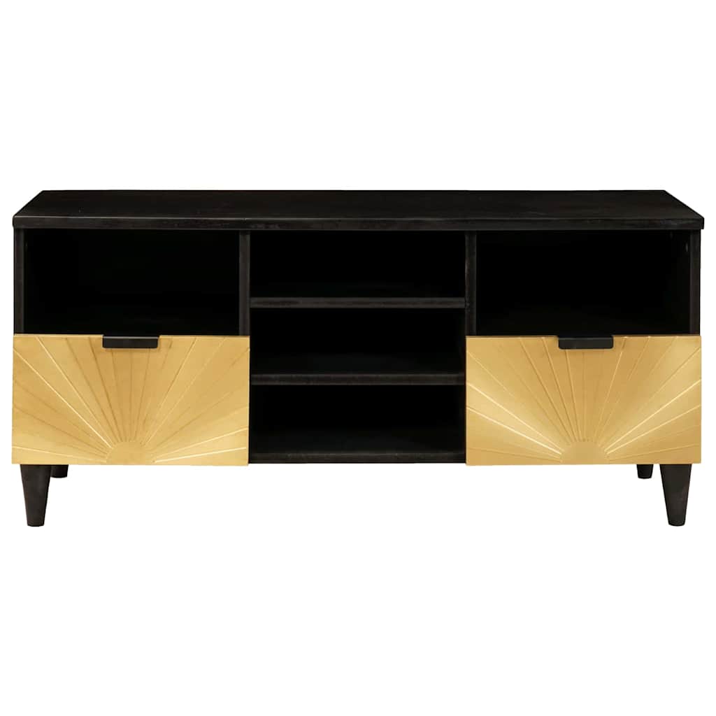 TV Cabinet Black and Gold 100 x 33 x 46 cm Solid mango wood