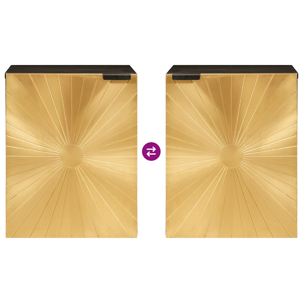 Bathroom Cabinet with Shelf Black and Gold 38 x 33 x 48 cm