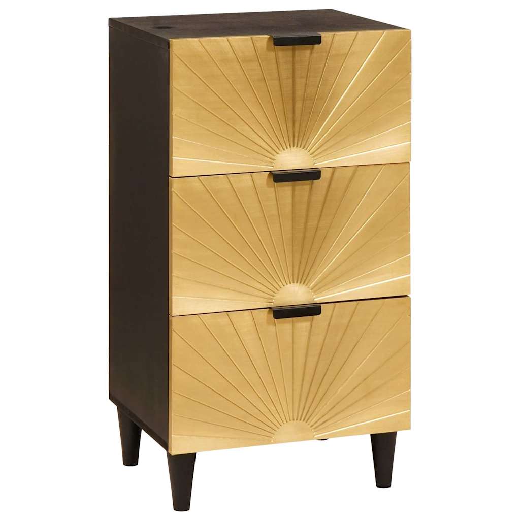Sideboard Black and Gold 40 x 33 x 75 cm Solid mango wood