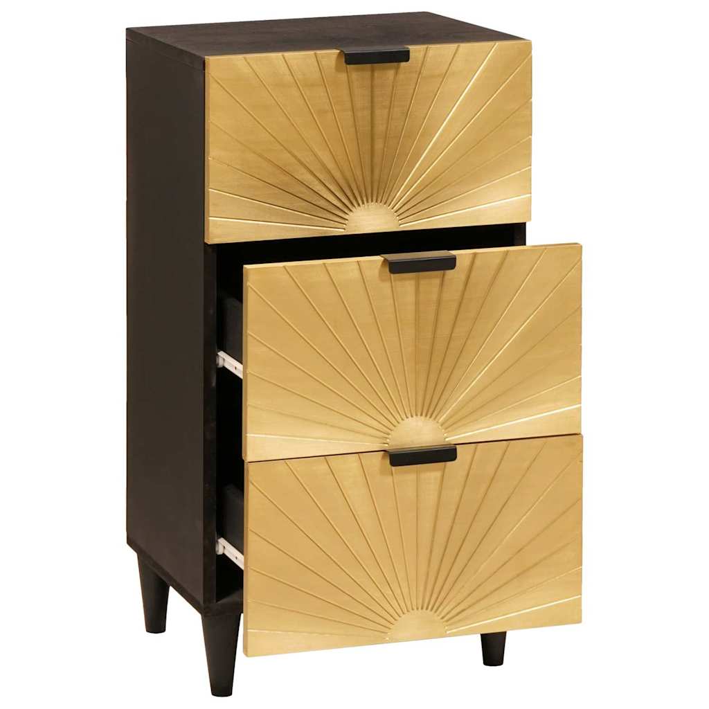 Sideboard Black and Gold 40 x 33 x 75 cm Solid mango wood