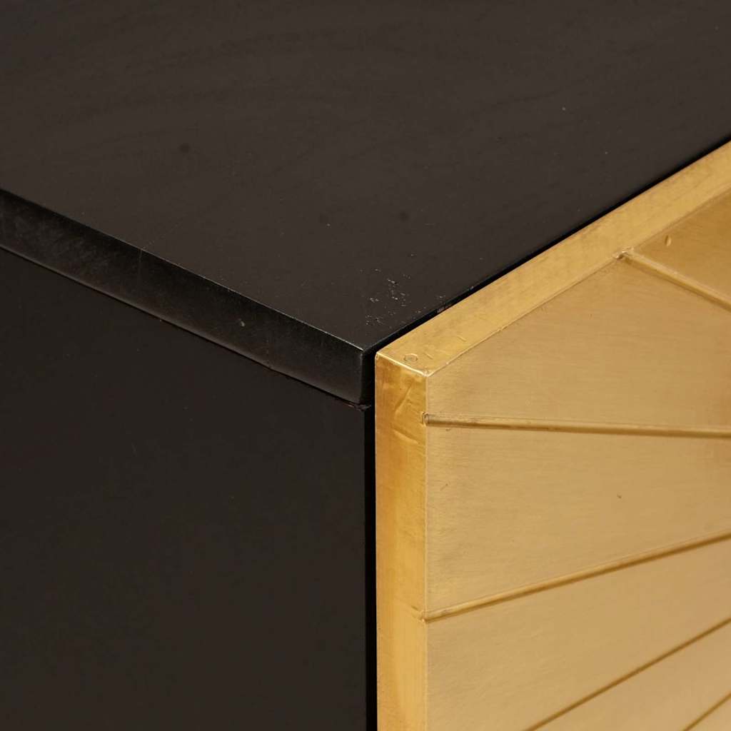 Side Cabinet Black and Gold 60 x 33.5 x 75 cm Solid mango wood