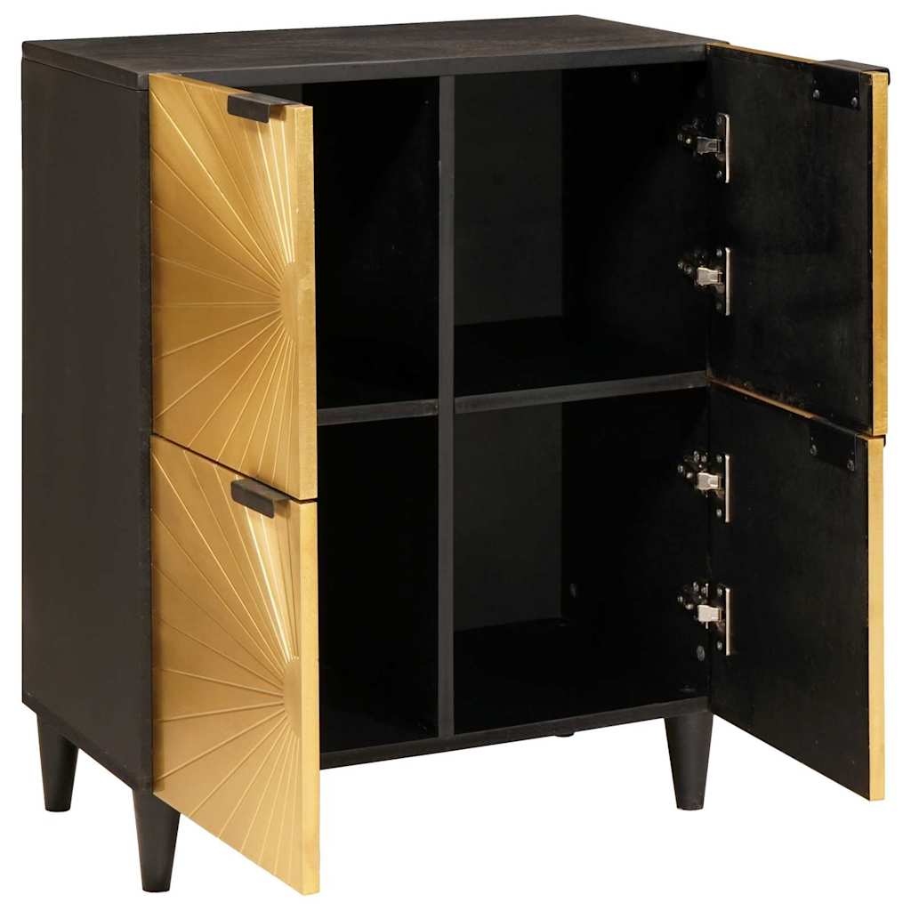 Side Cabinet Black and Gold 60 x 33.5 x 75 cm Solid mango wood