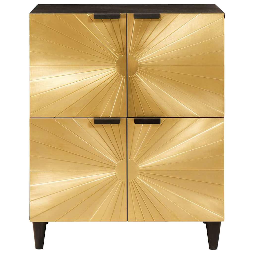 Side Cabinet Black and Gold 60 x 33.5 x 75 cm Solid mango wood