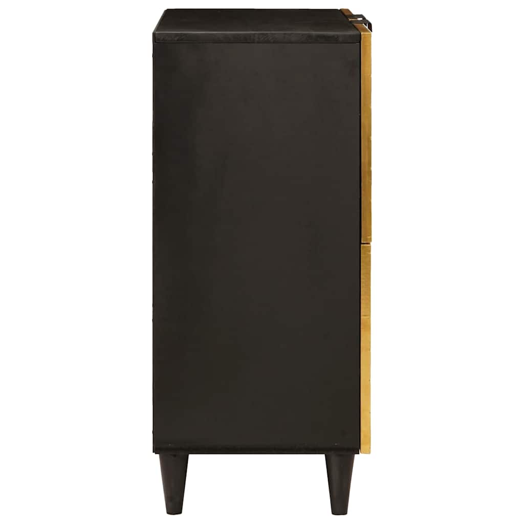 Side Cabinet Black and Gold 60 x 33.5 x 75 cm Solid mango wood