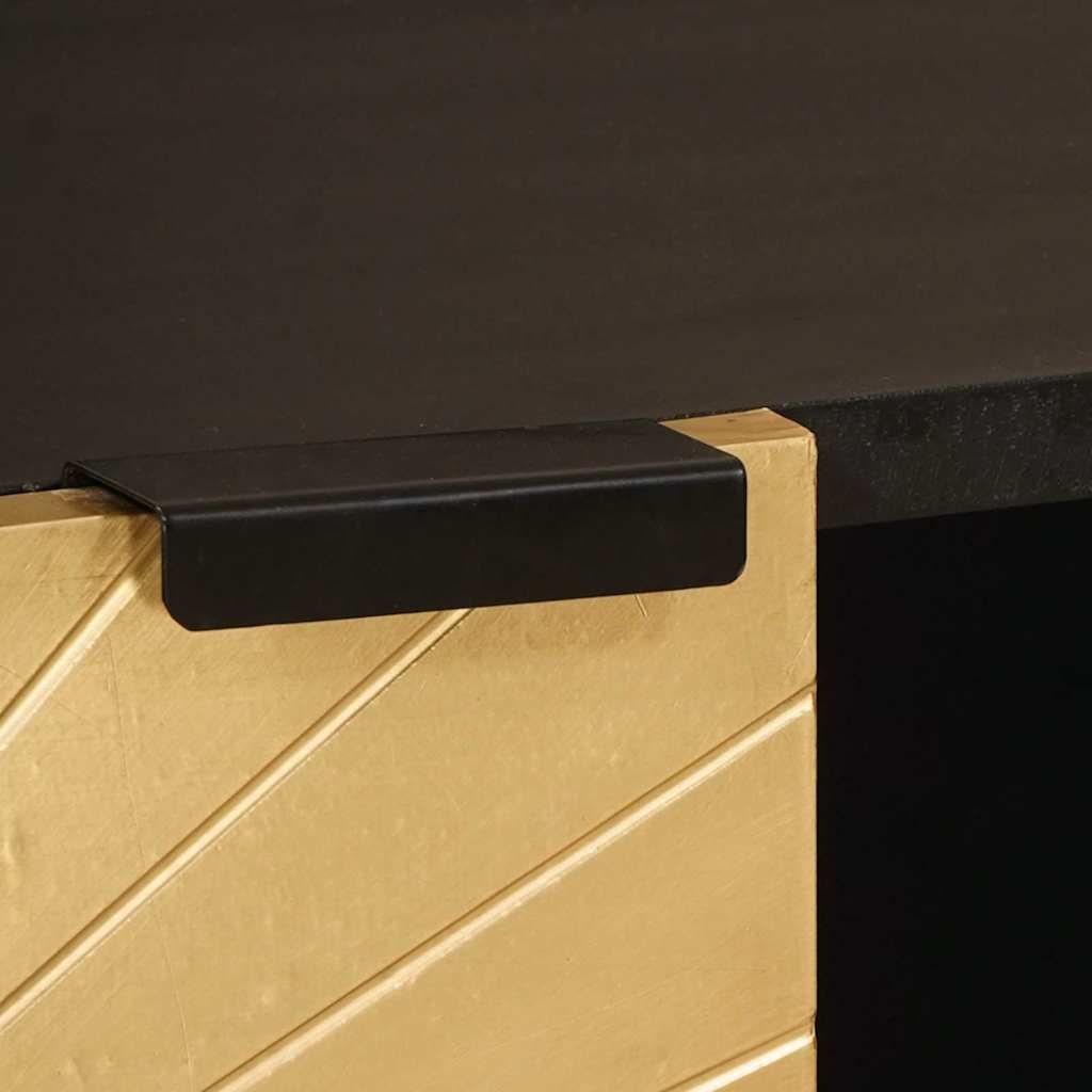 Side Cabinet Black and Gold 80 x 33.5 x 75 cm Solid mango wood