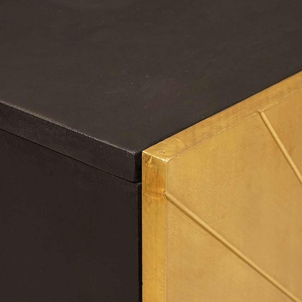 Side Cabinet Black and Gold 90 x 33.5 x 75 cm Solid mango wood