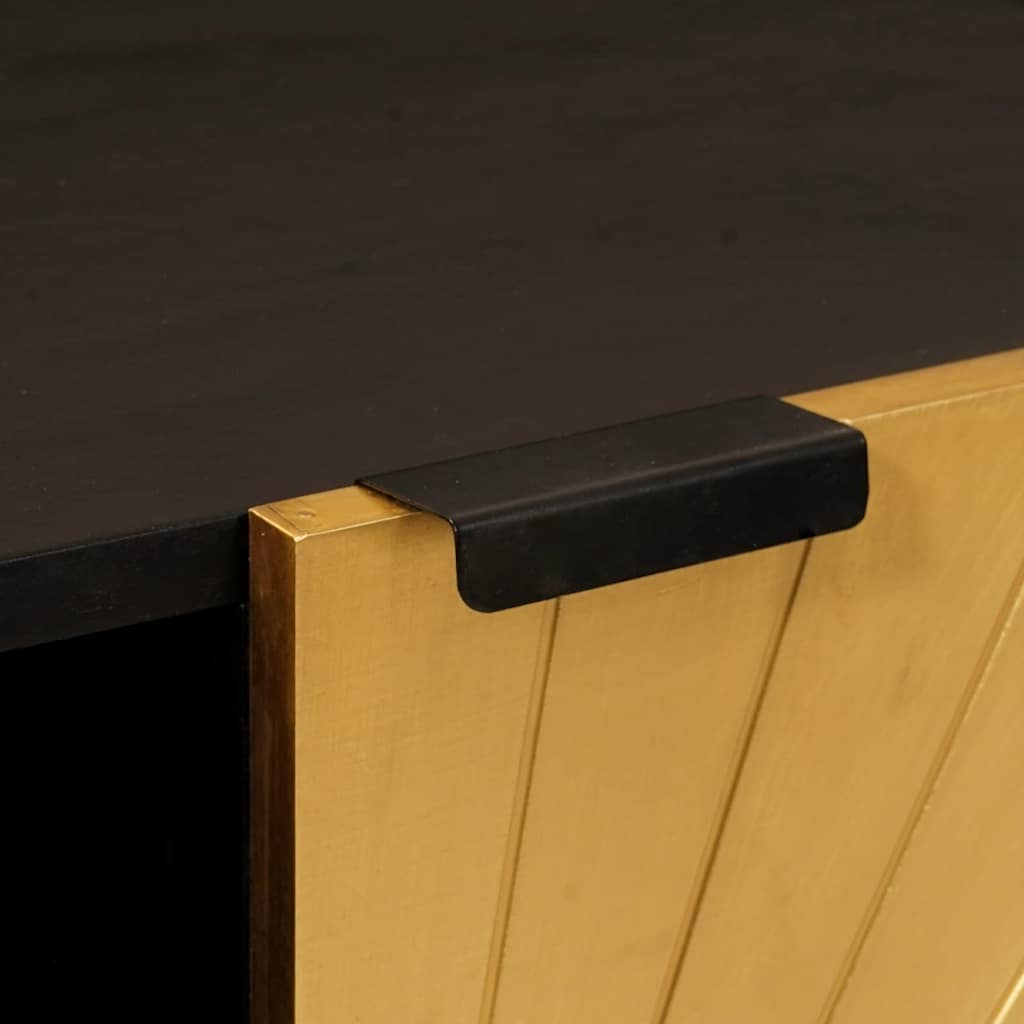Side Cabinet Black and Gold 90 x 33.5 x 75 cm Solid mango wood