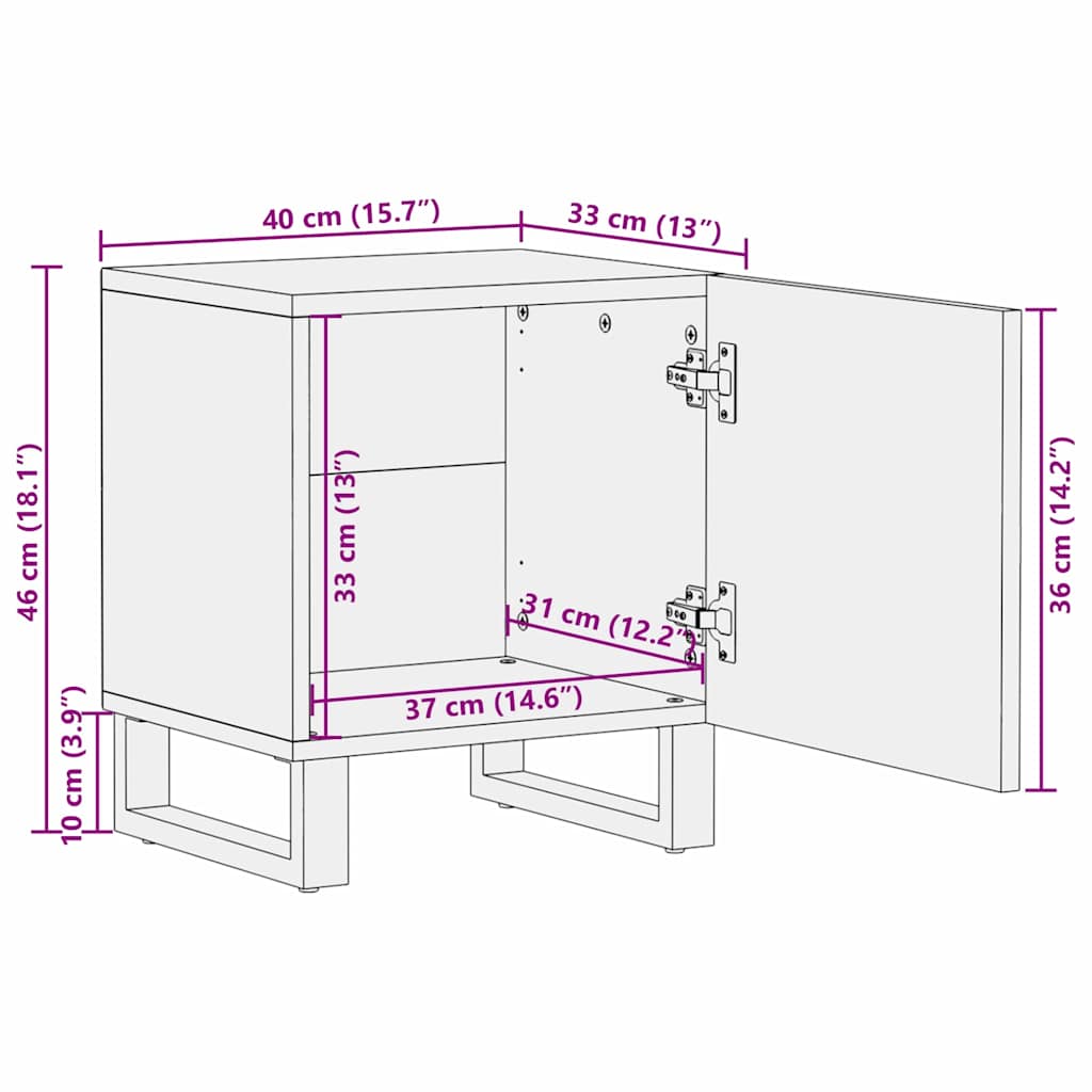Bedside Tables Brown and Black 40 x 33 x 46 cm