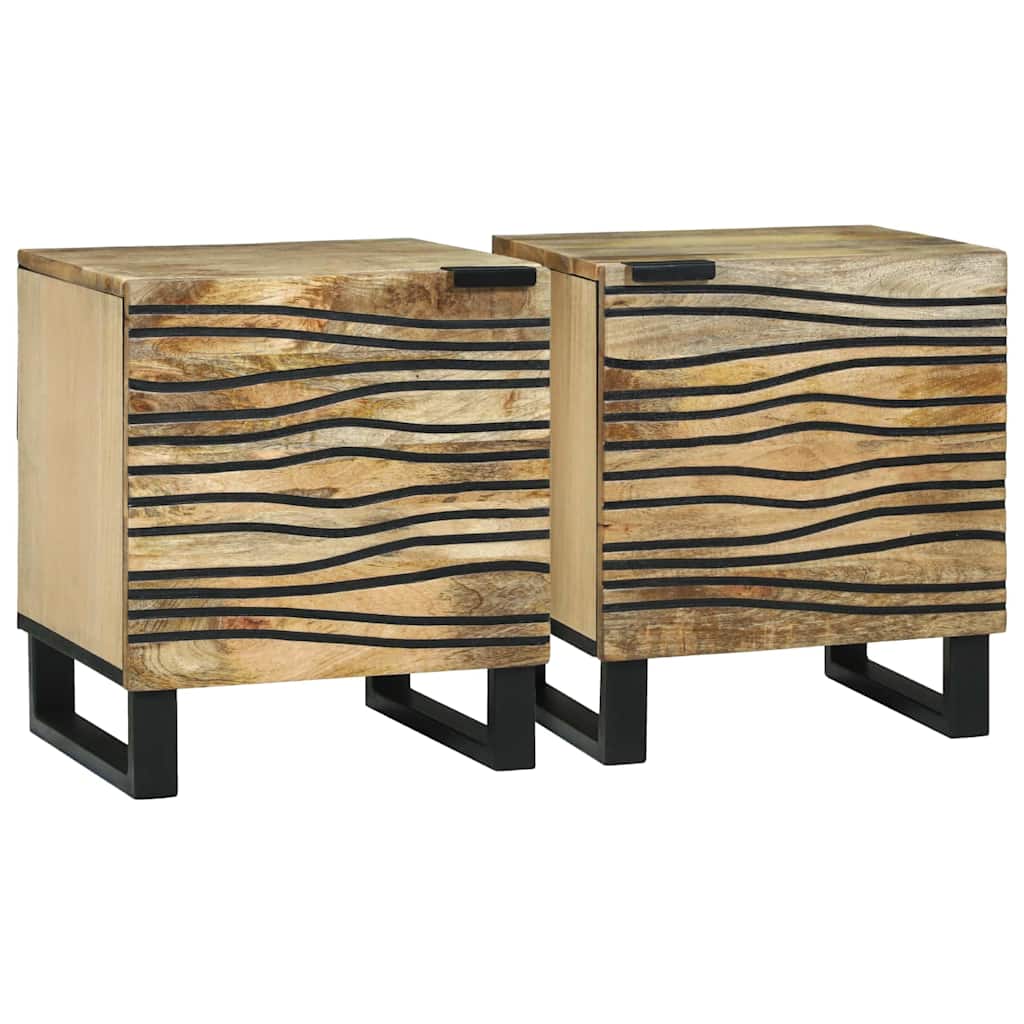 Bedside Cabinet 2 pcs Brown 40 x 33 x 46 cm Solid mango wood