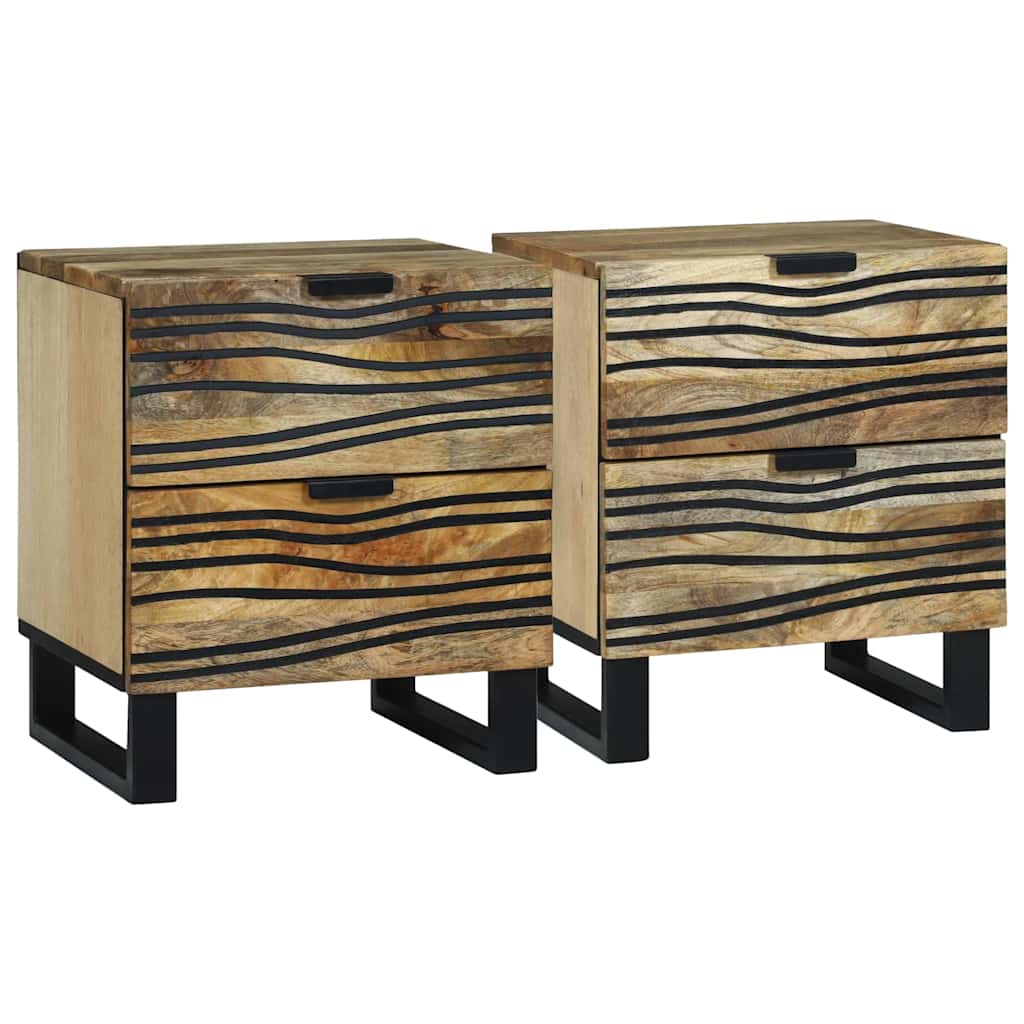 Bedside Cabinet 2 pcs Brown 40 x 33 x 46 cm Solid mango wood