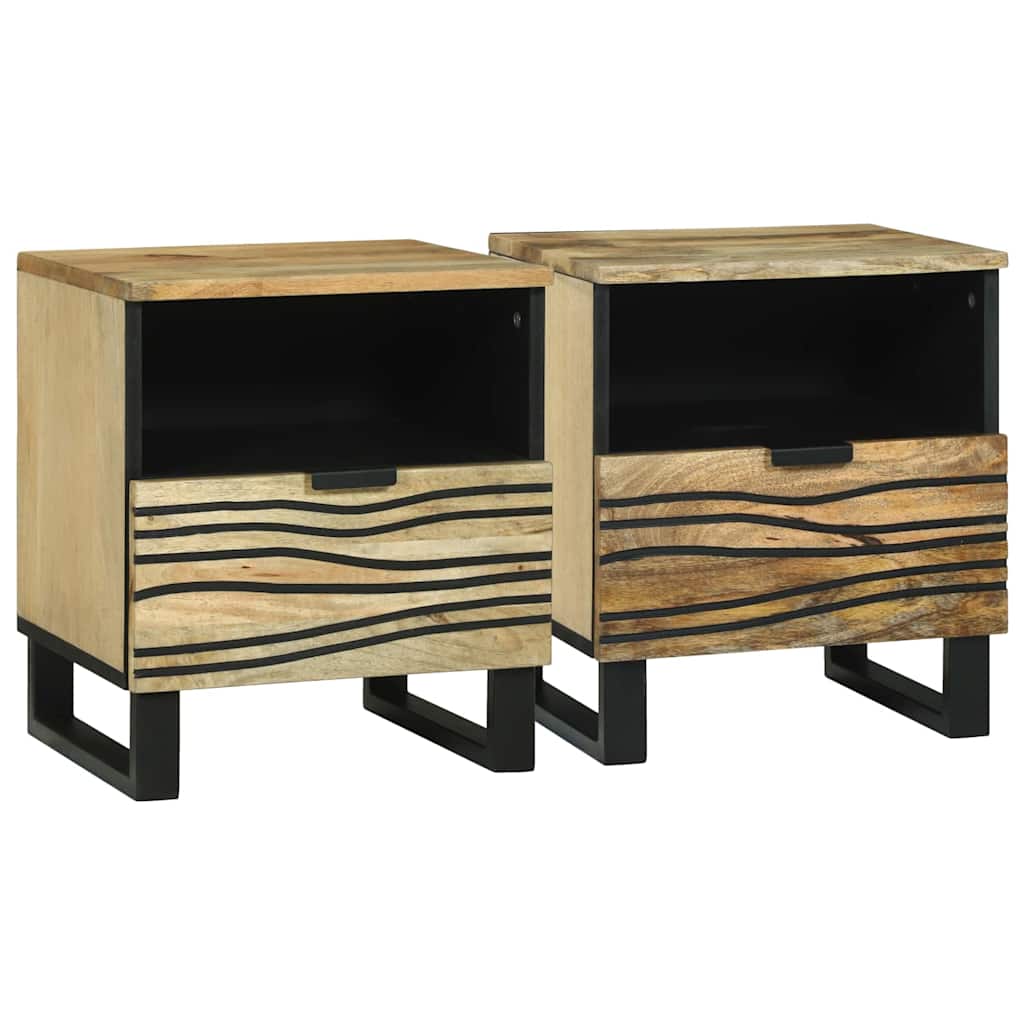 Bedside Cabinet 2 pcs Brown 40 x 33 x 46 cm Solid mango wood