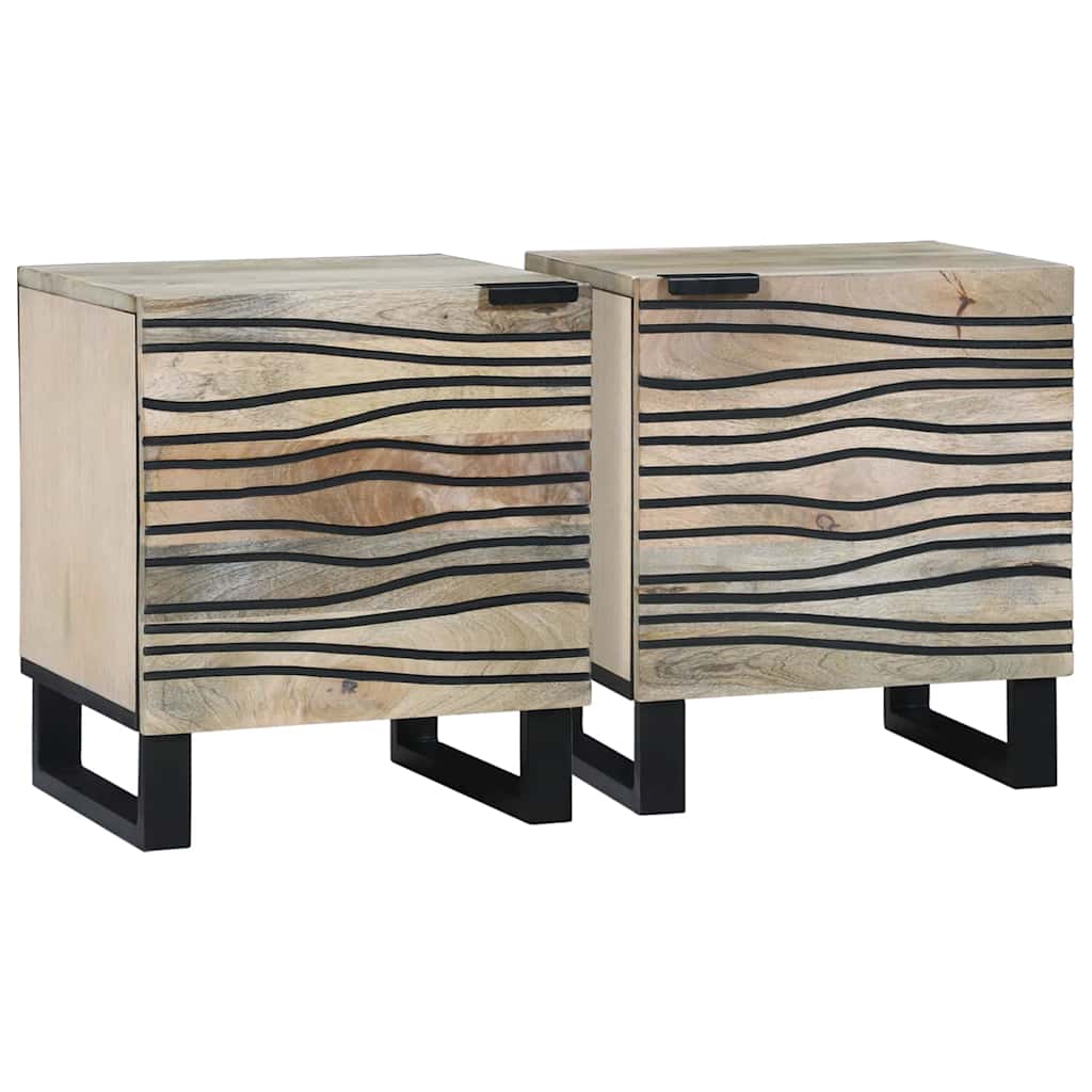 Bedside Tables 2 pcs Natural 40 x 33 x 46 cm Solid mango wood