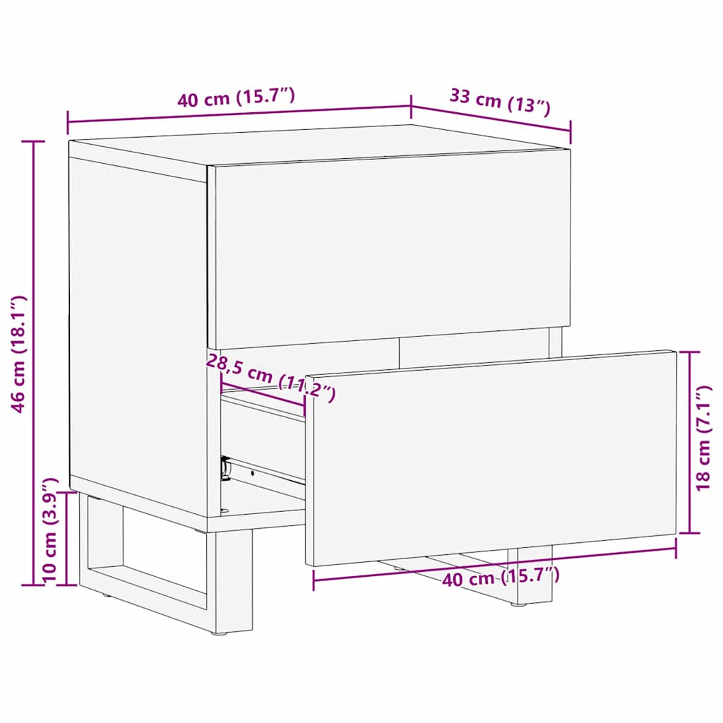 Bedside Cabinet with Drawer White and black 40 x 33 x 46 cm