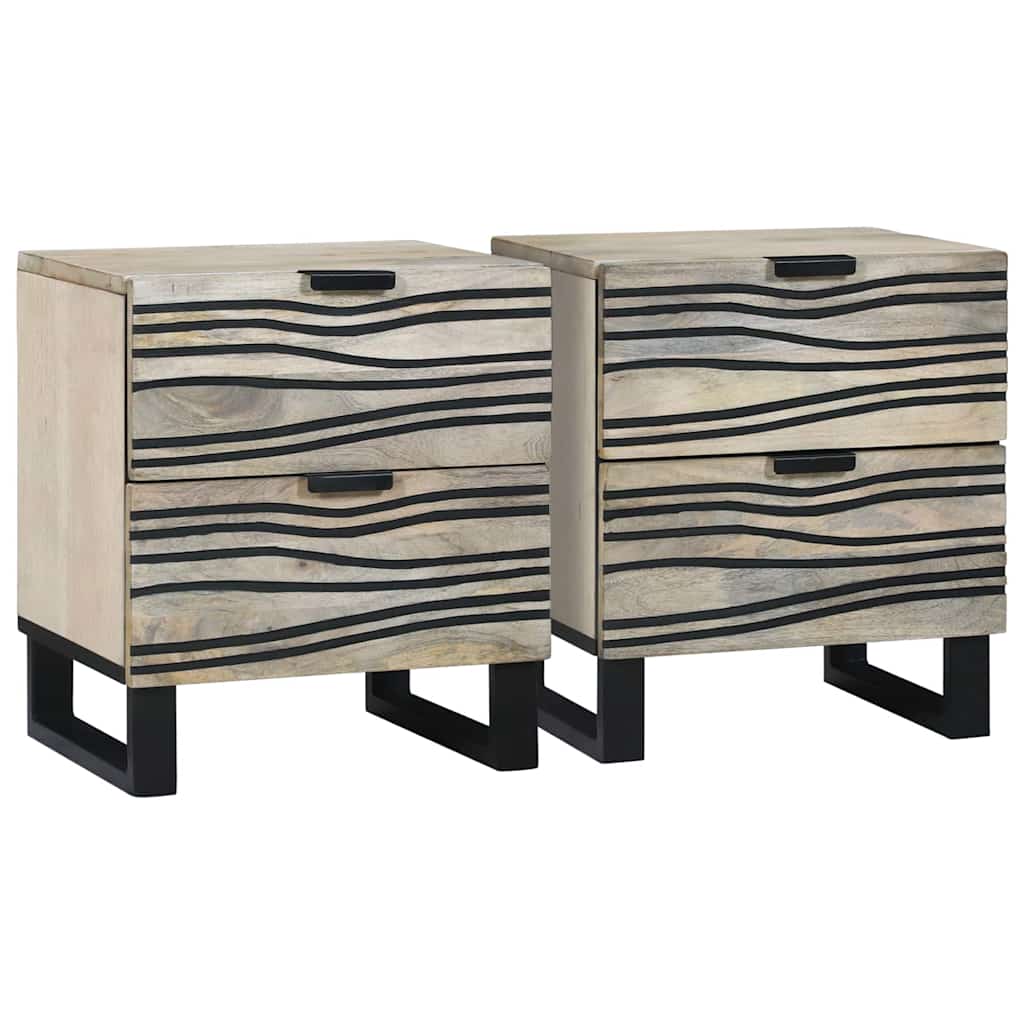 Bedside Cabinet 2 pcs White and black 40 x 33 x 46 cm