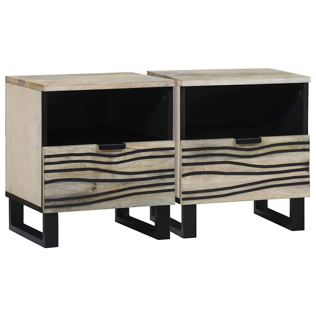 Bedside Cabinet 2 pcs White and black 40 x 33 x 46 cm