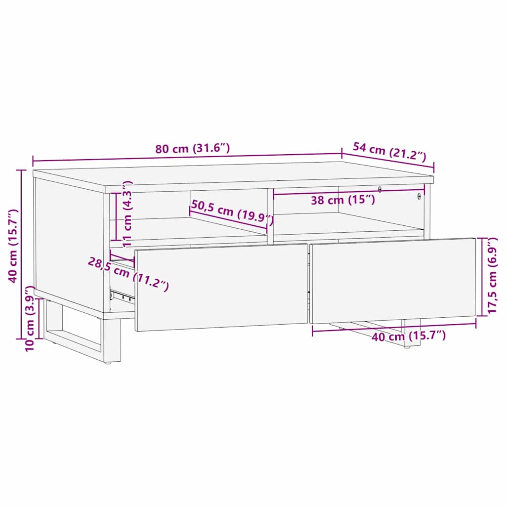 Coffee Table with Drawer Beige and Black 80 x 54 x 40 cm